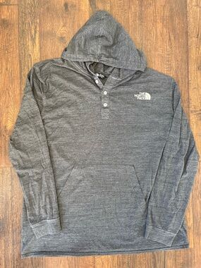 The North Face Hoodie Mens XXL Gray Henley Pullover Tri-Blend Heathered